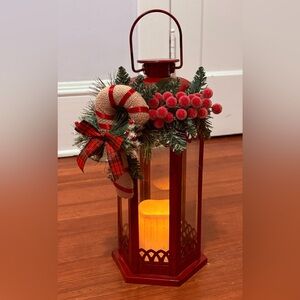 LED Festive Pillar Christmas Lantern, 14” inches Tall